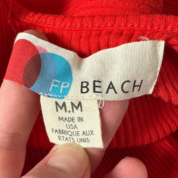 Free People Red/Orange Ribbed Crop Top - Picture 6 of 7